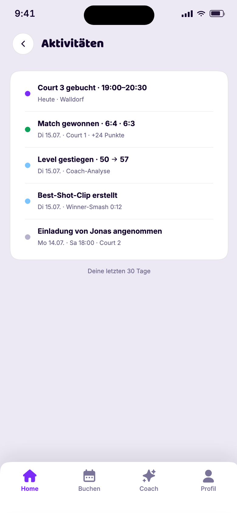 App-Vorschau: Aktivitäten deiner Crew